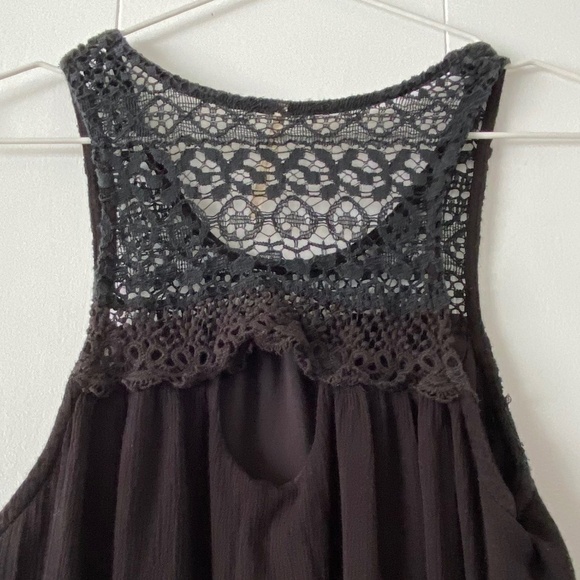 HARLOW black lined with lace detail tunic length sleeveless blouse size M - Picture 4 of 9